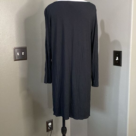 Eileen Fisher Black Fine Jersey Long Top Tunic - Picture 9 of 10